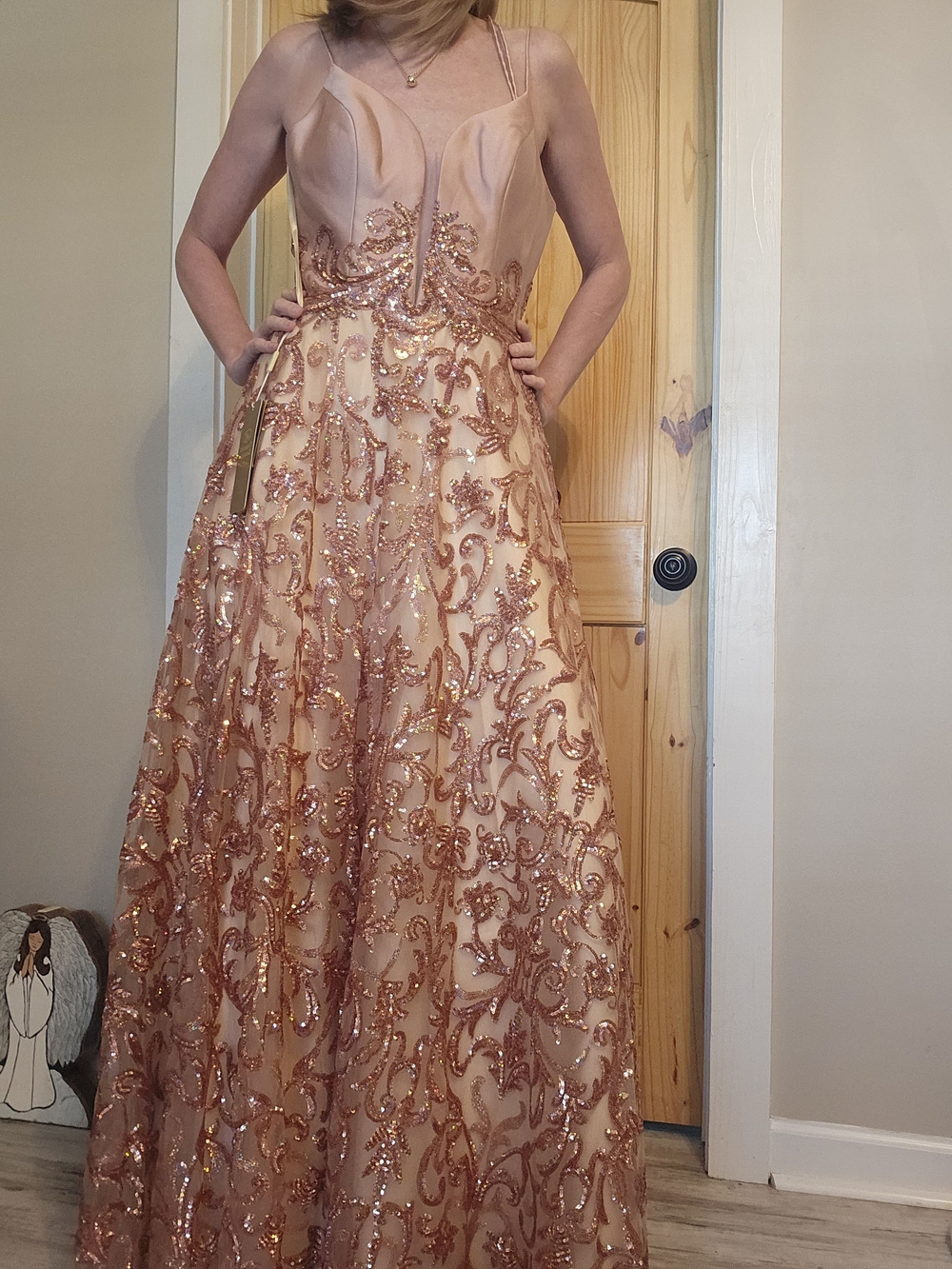 Elegant Rose Gold Sequin Evening Gown
